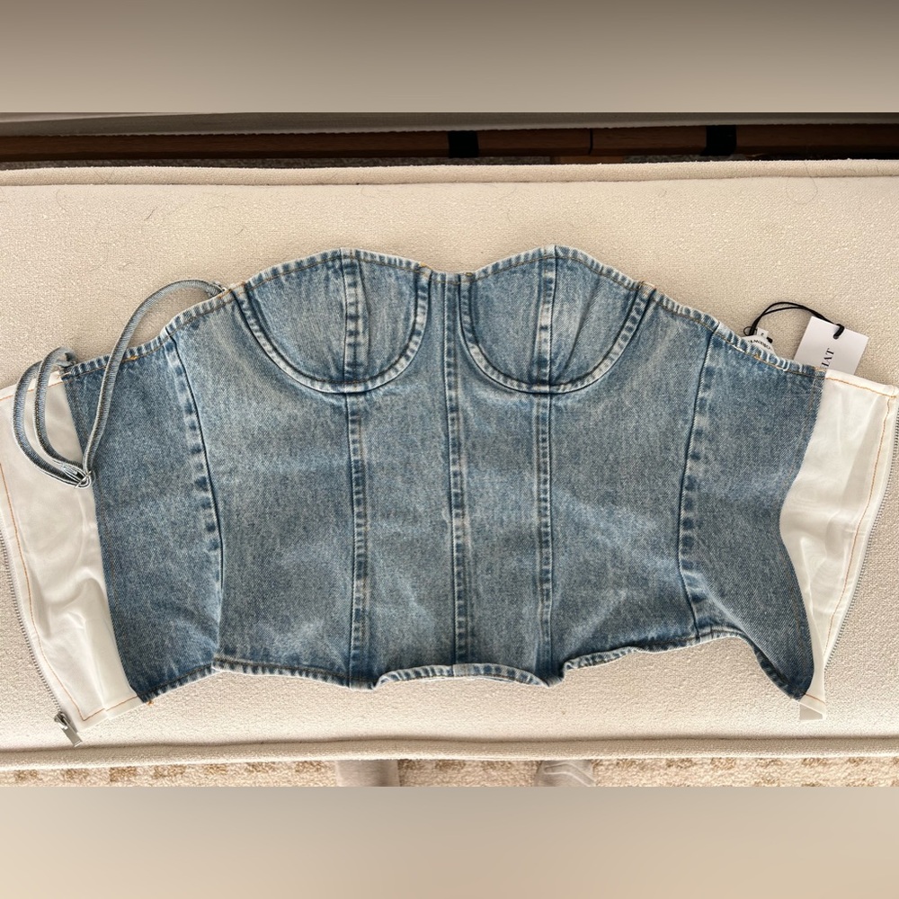 NWT WeWoreWhat denim corset top size 2